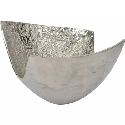Large Silver Metal Textured Peel Bowl