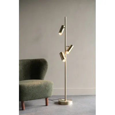 Bronze Metal Triple Spotlight Floor Lamp Round Base G9 20W