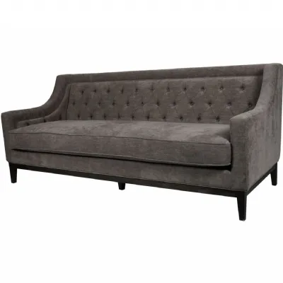 Grey Fabric Upholstered Buttoned Back Large 3 Seater Sofa