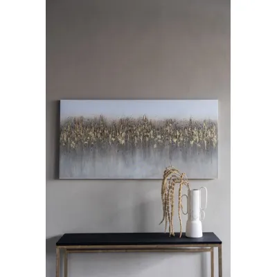 Golden Rectangular Abstract Reeds Canvas Wall Art 150 x 75cm