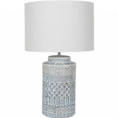 Sky Blue and White Ceramic Table Lamp with Shade