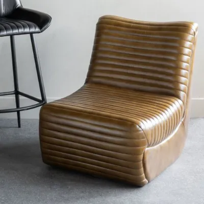 Retro Brown Leather Upholstered Occasional Chair