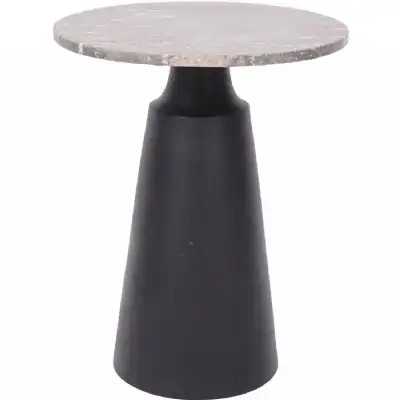 Charcoal Black and Dark Traventine Side Table