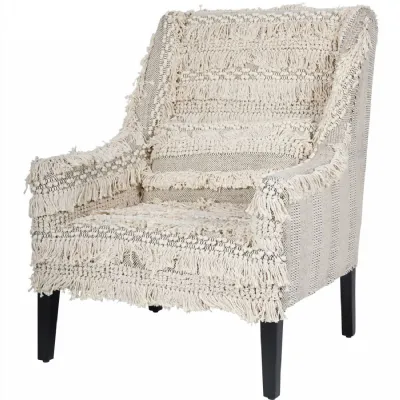 Cream Tufted Hand Loomed Rug Occasional Chair Black Legs