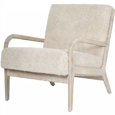 Cream Fabric Occasional Chair Whitewash Wooden Frame