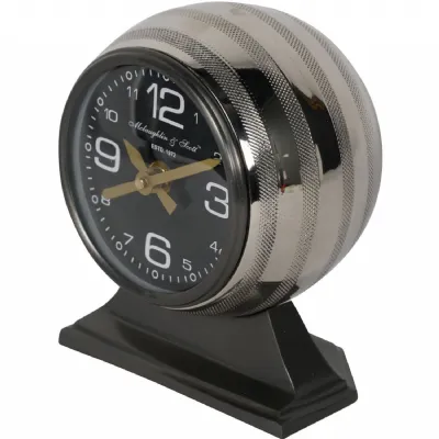 Satin Grey Nickel Plated Small Aviation Mantel Clock 15cm