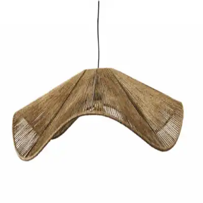 Large Wave Round Jute Pendant Ceiling Light in Natural