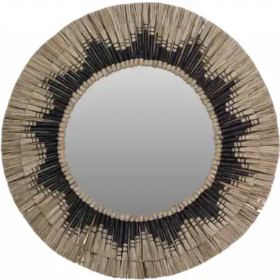 Black and Natural Coloured Seagrass Frame Wall Mirror