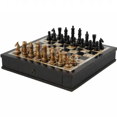 Traditional Hand Crafted Chess Set with Drawer