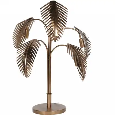 Dusky Gold Small Palm Tree Metal Table Lamp