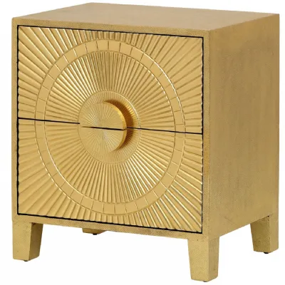Coco Gold Embossed Metal Two Drawer Bedside