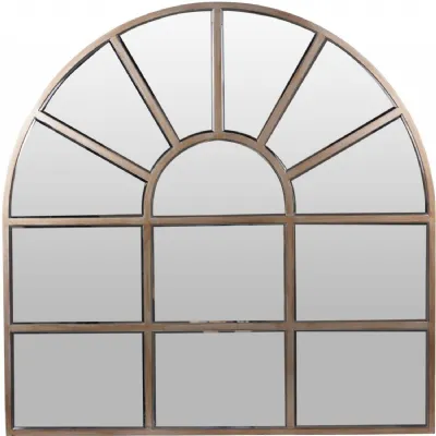 Window Pane Arched Top Wall Mirror Gold Framed