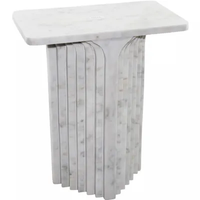 Marble Side Table White on Column