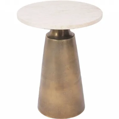 Clifton II Light Travertine Side Table 40cm