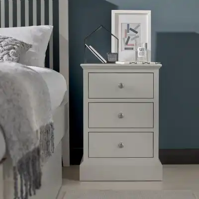 Grey Painted 3 Drawer Bedside Chest