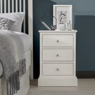 White Painted 3 Drawer Bedside Chest
