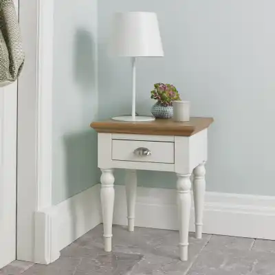 White Painted Oak Top Lamp Table