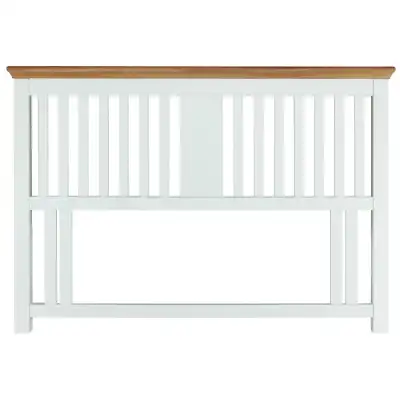 White Painted Oak Top 5ft King Size Bed Slatted Headboard