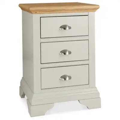 Grey Painted Light Oak Top 3 Drawer Bedside Chest