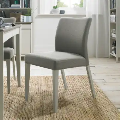 Low Back Dining Chair Grey Fabric Painted Legs