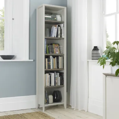 Grey Painted Washed Oak Tall Narrow Bookcase