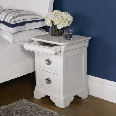 White Painted 2 Drawer Bedside Table
