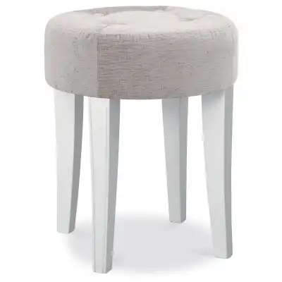 French White Painted Dressing Table Stool Grey Fabric Seat