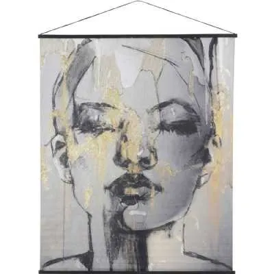 Grey and Black Female Figure Velvet Hanging Wall Art