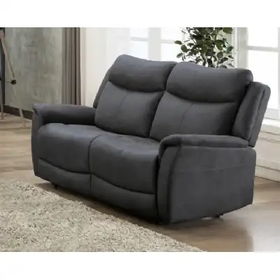 Dark Grey Leather Effect Fabric 2 Seater Fixed Sofa