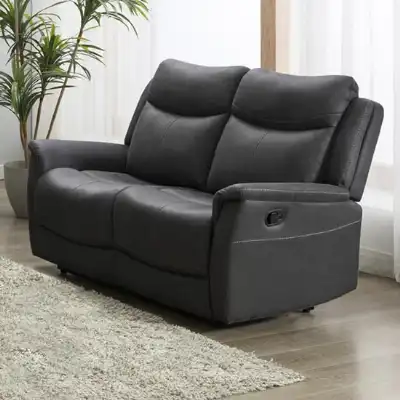Dark Grey Fabric 2 Seater Manual Recliner Sofa