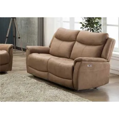 Caramel Brown Fabric 2 Seater Electric Recliner Sofa