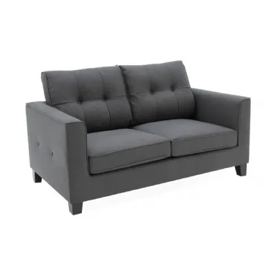 Modern Charcoal Fabric 2 Seater Compact Sofa