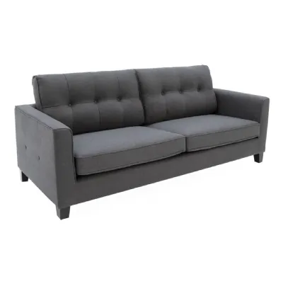 Modern Charcoal Fabric 3 Seater Compact Sofa