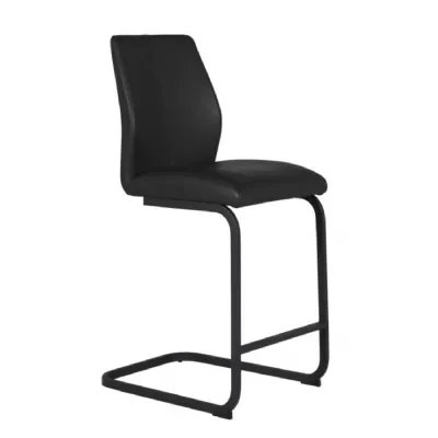 Black Faux Leather Cantilever Bar Counter Stool
