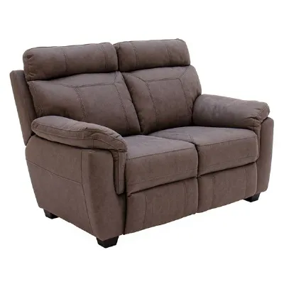 Brown Fabric 2 Seater Sofa with Contrast Stitching