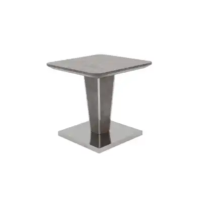 Grey Concrete Lamp Side Table Steel Base