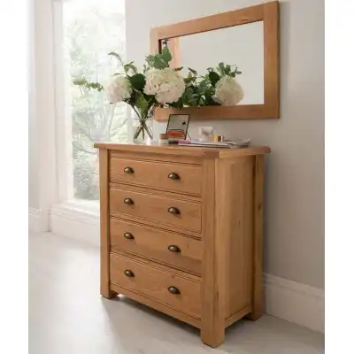 Oak Wood Chest of 4 Drawers