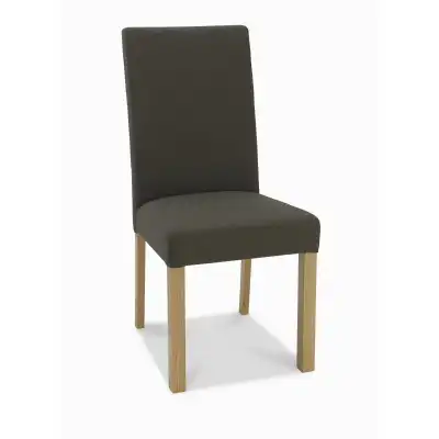 Pair of Light Oak Dining Chairs Black Gold Grey Fabric