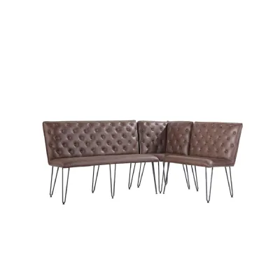 Brown Leather Bench with Metal Hairpin Legs