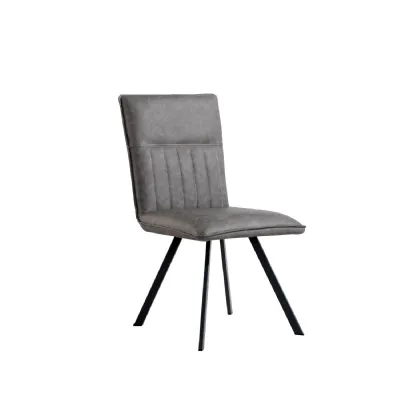 Grey Leather Dining Chair Black Legs