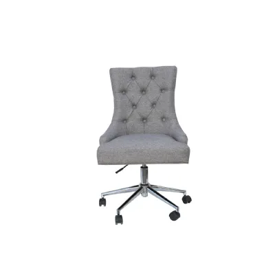 Grey Fabric Buttoned Back Office Chair Chrome Legs