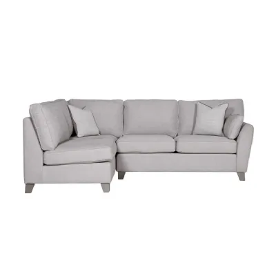 Light Grey Velvet Fabric Left Hand Corner Sofa