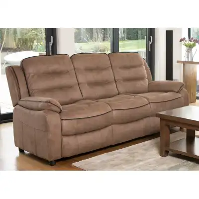 Brown Caramel Fabric Large Manual Recliner Sofa 3 Seater