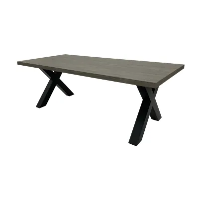 Grey Rectangular Large 180cm Dining Table Cross Legs