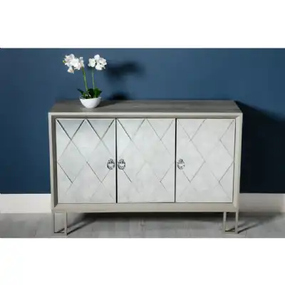 Champagne Silver Mirrored Glass 3 Door Large Sideboard