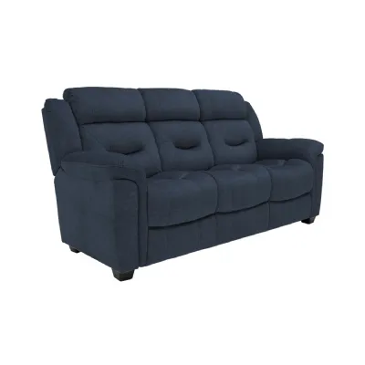 Modern Blue Velvet Fabric 3 Seater Fixed Sofa
