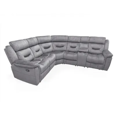 Grey Velvet Fabric Corner Group Manual Recliner Sofa