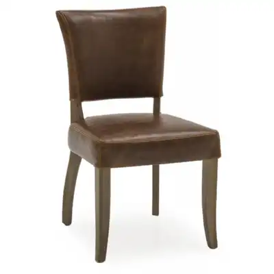 Oak Tan Brown Leather Bistro Dining Chairs