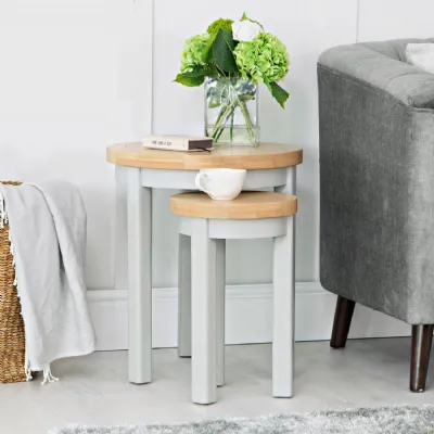 EA Dining Grey Round Nest of 2 Tables