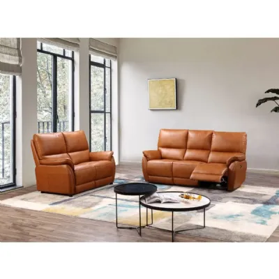 Tan Brown Leather 2 Seater Sofa